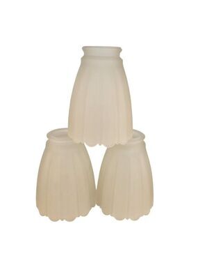 Vintage Frosted Glass Light Shade 4.5 Inch, Scalloped Chandelier Bulb Cover, Ret